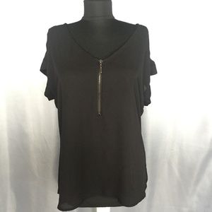 MY MICHELLE | black short sleeved top with zipper